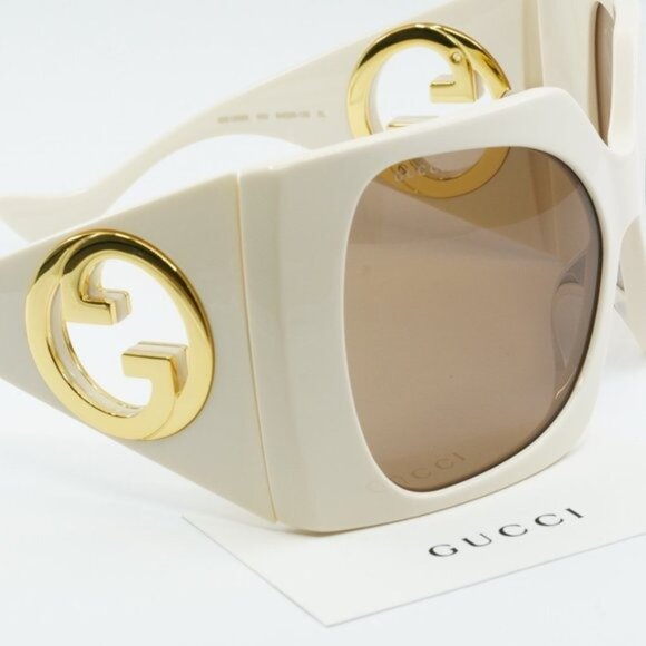 Gucci GG1255S 002 Butterfly Sunglasses - Ivory/Light Brown - Picture 9 of 10